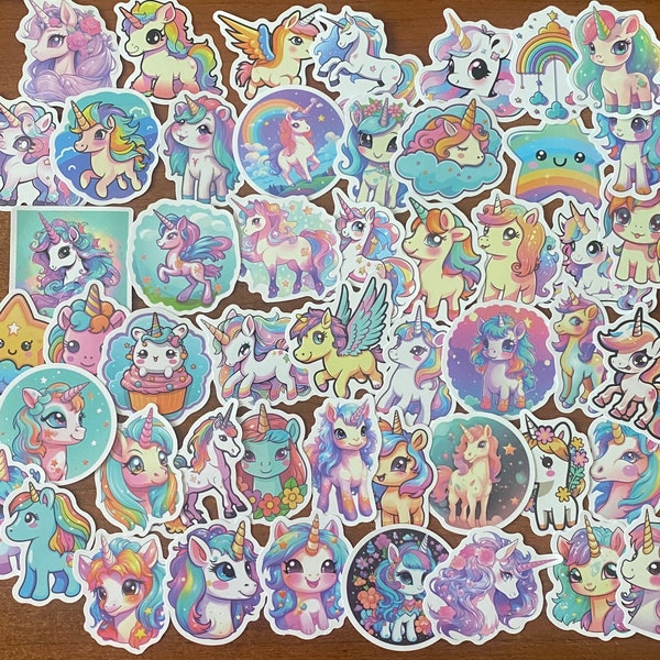 Unicorn Stickers for Girls, Waterproof Colorful Unicorn Sticker Set of 25 or 50 for Kids,  Decals for Crafts,Goody Bags, Waterbottles