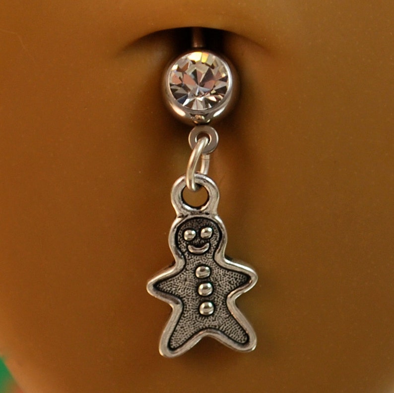Gingerbread Man Charm Belly Button Ring