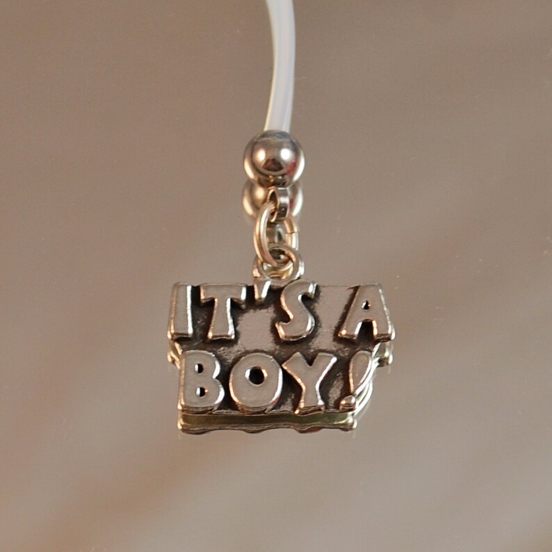 ITS A BOY Charm Pregnancy Belly Button Ring