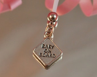 Belly Button Ring For Pregnancy,  Baby On Board Charm Maternity Belly Button Ring , Pewter Charm,  Pregnancy Belly Button Ring, Navel Ring
