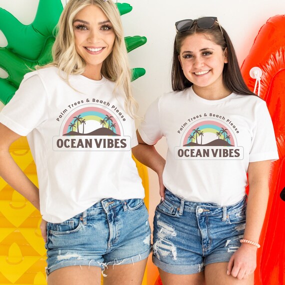 Ocean Vibes Palm Trees Beach Please T-shirt , Womens Softstyle Tee Ocean Vibes Palm Trees Beach Please T-shirt , Womens Softstyle Tee