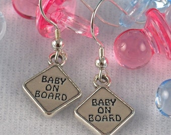 BABY ON BOARD Antique Silver Earrings