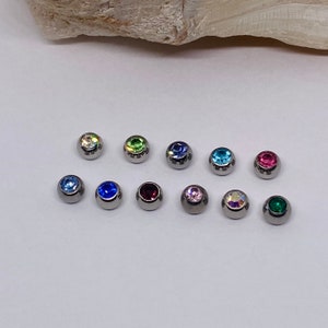 Set of 5 Crystal Top Balls for Belly Button Rings, body jewelry parts, belly button ring replacement balls, 5mm 14g surgical steel, navel