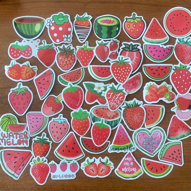 Watermelon Strawberry Stickers Red Fruit Summer Sticker Decals Set ...