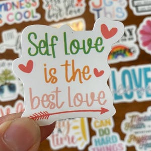 Inspirational Self Love Motivational Kindness Quote Stickers Set of 25 or 50, Waterproof Vinyl Motivating Planner Water bottle Journal Decal