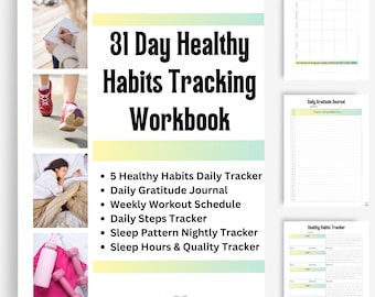 Healthy Habit  Monthly Daily Tracking Workbook, Steps Tracker, Sleep Tracker, Fitness Journal Planner, Exercise Workout Habit Daily Planner