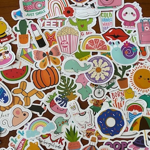 Stickers for Kids, Waterproof Stickers for Crafts, Parties, Invitaions, Projects,  animals, flowers, food, beach decals for kids crafts