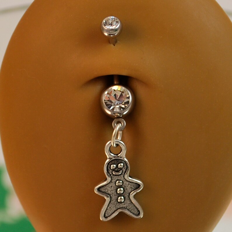 Gingerbread Man Charm Belly Button Ring