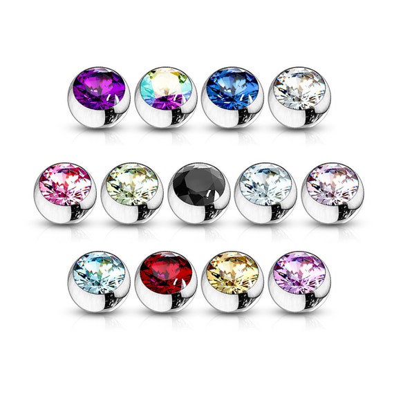 Set of 5 Crystal Top Balls for Belly Button Rings Body Jewelry