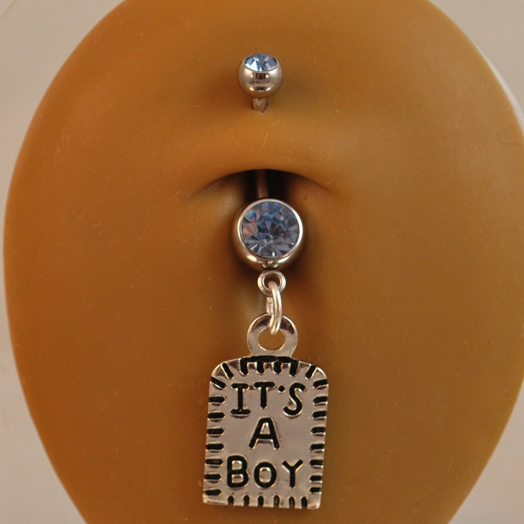ITS A BOY Charm Belly Button Ring Boy Gender Reveal Jewelry Etsy