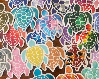 Sea Turtle Sticker Set of 100 Waterproof Turtle  Decals for water bottles, phones, notebooks, party favors, crafts, Tortoise Sticker Decal