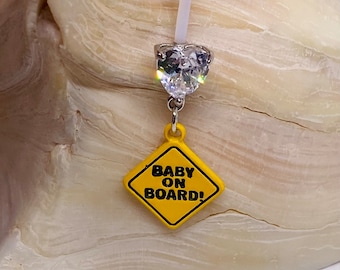 Belly Button Ring for Pregnancy Belly Button Ring Baby On Board  Maternity Belly Button Ring With Baby On Board Charm