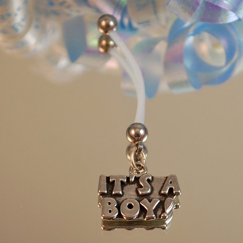 ITS A BOY Charm Pregnancy Belly Button Ring