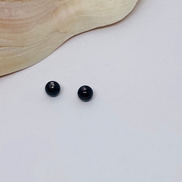 Black Belly Button Ring Replacement Balls 5mm 14g navel ring top ball pair, replacement balls for body jewelry, belly button ring top ball