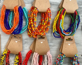 Wrap Bead Stretch Chain - Belly Chain, Anklet, Bracelet, Necklace, Choker, 31-32 inch elastic seed beaded chain, beach, summer jewelry