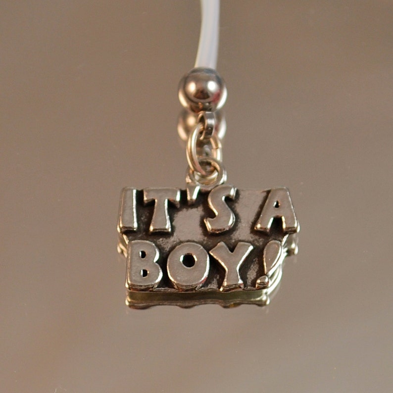 ITS A BOY Charm Pregnancy Belly Button Ring