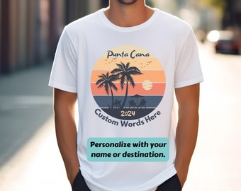 Personalized Punta Cana Trip Sunset T-Shirt 2024, Custom Punta Cana Family Vacay Shirt 2024, Punta Cana Dominican Republic Unisex T-shirt