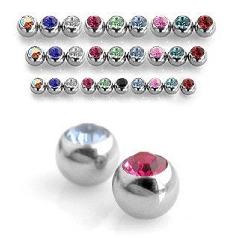 Crystal Gem Balls for Belly Button Rings Set of 5 Balls Etsy