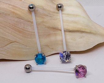 Pregnancy Belly Button Rings, 3 pack -Crystal Belly Ring for Pregnancy, Maternity Navel Ring pink, aqua, clear, Maternity Belly Button Ring