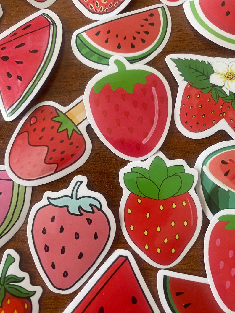 Watermelon Strawberry Stickers Red Fruit Summer Sticker Decals Set ...