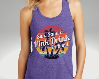 Plexus Pink Drink Tropical Palm Tree Racerback Womens Tank Top,  Plexus Summer Beach Tank, Plexus Workout Fitness Tank Top Ladies