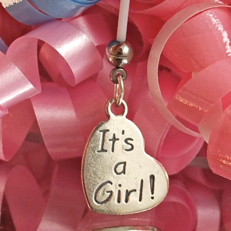 ITS A GIRL Heart Sterling Silver Charm Maternity Belly Button Etsy