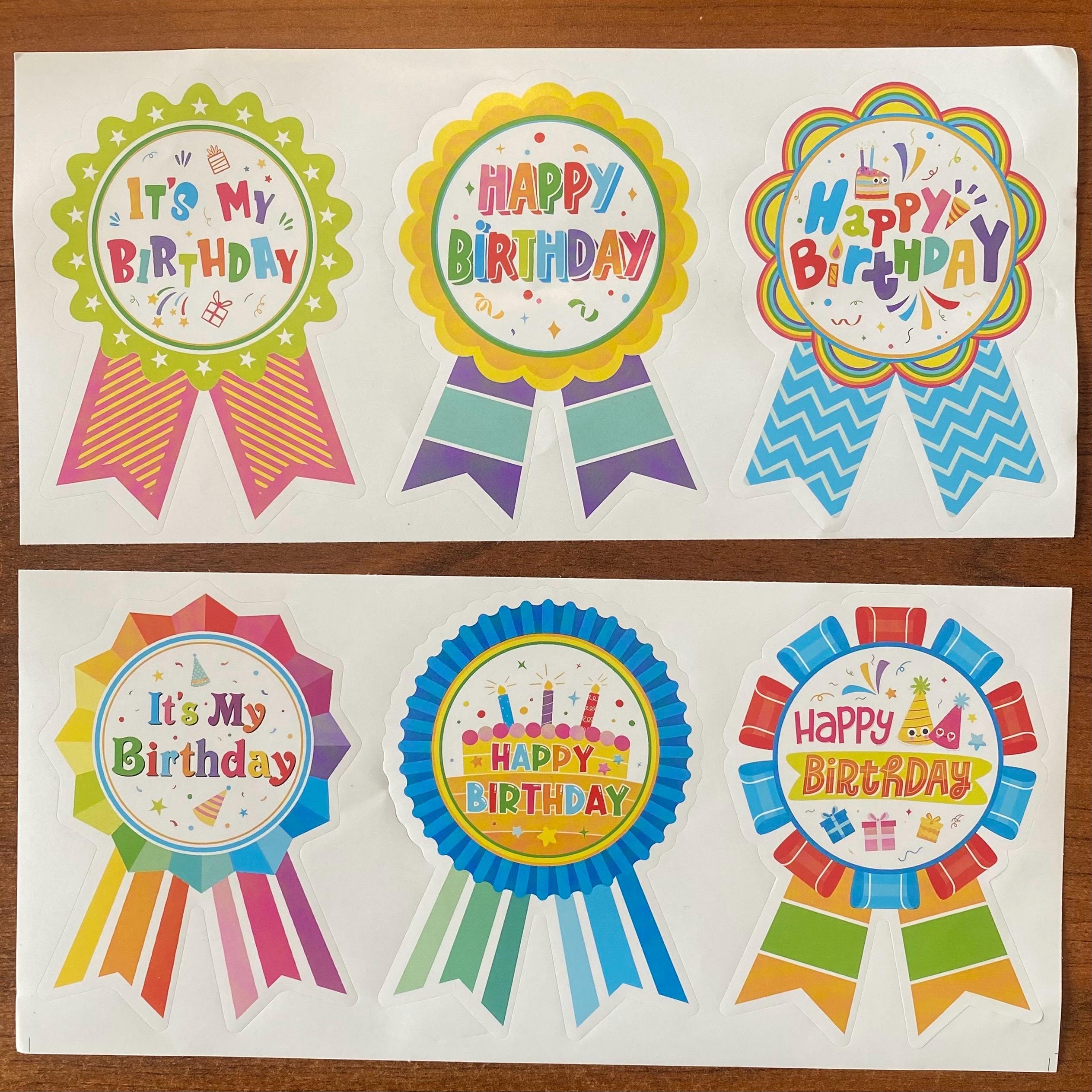 Happy Birthday Badge Party Stickers, 12 Birthday Party Decals, Its My Birthday Stickers Gift Bag Party , Large Birthday Sticker for Shirt