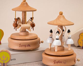 Personalized Wooden Music Box, Engraved Name Music Box,Gifts For Kids,Baby Shower Gift