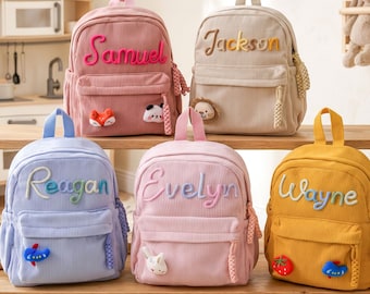 Personalized Toddler Corduroy Backpack, Crocheted Name School Bag,Back to school gifts