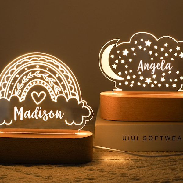 Kid Night Light With Name,Stars And Moon Night Light,Newborn Gift,1st Birthday Gift