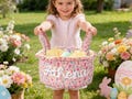 Kids Easter Basket Personalized,Quilted Easter Egg Hunt Basket,Cotton Baby Gift Basket,Baby Name Basket,Easter Basket,Spring Decor Basket