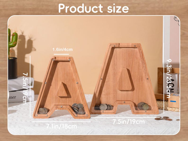 Hucha infantil de madera personalizada con letra, hucha con nombre personalizado, alcancía con letra imagen 7