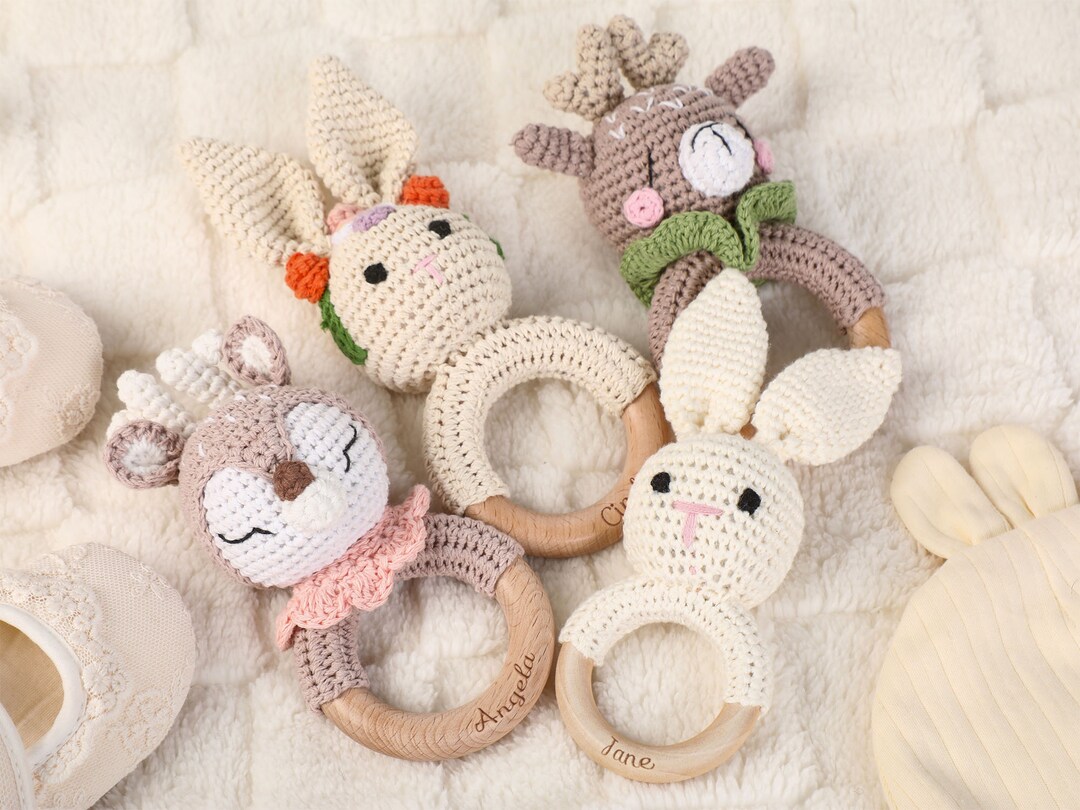 Crochet Toy Rattle for Babies,baby Grasping Toy,personalized Baby ...