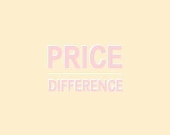 May include: A light yellow background with the words "PRICE DIFFERENCE" in pink letters. The word "PRICE" is above the word "DIFFERENCE", with a white line separating the two words.