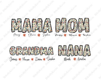 Muttertags-PNG-Bundle, Oma-, Mama-, Nana- und Mom-PNG, Blumen-Mama-PNG, T-Shirt-Design für Mama, Vintage-Mama-PNG, Geschenk für Mama, Mama-Sublimations-PNG