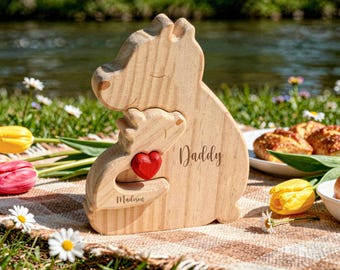 Personalized Single Parent Families Bear Puzzle, Wooden Bear Family Puzzle, Personalized Father's Day Gifts, Gift for Dad, Family Home Decor