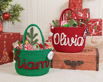 Custom Christmas Basket,Christmas Party Basket for Kids,Christmas Gift Basket with Name, Holiday Decor Gift, Christmas Decor, Gift For baby