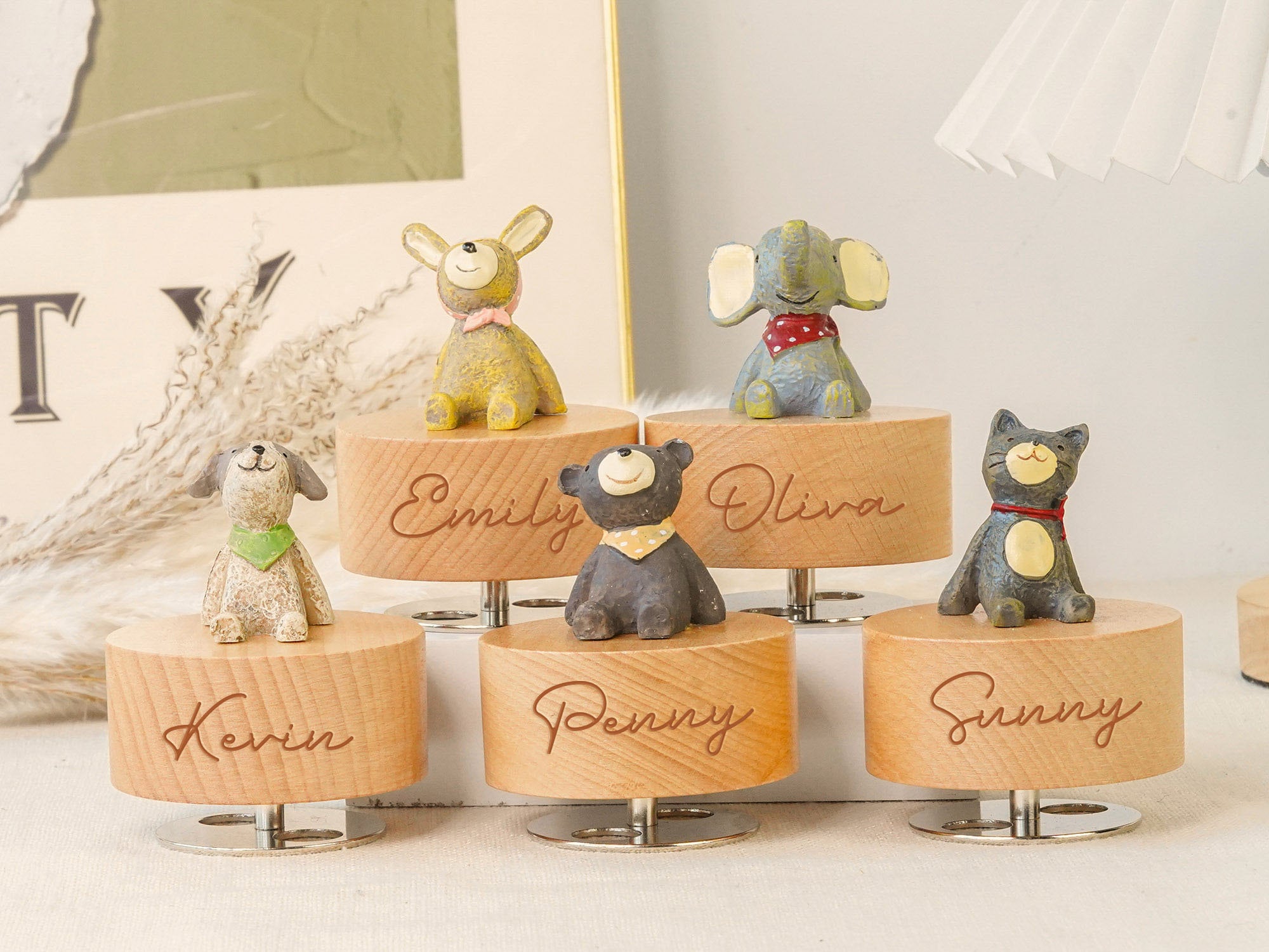 Custom Animal Music Box,Engraved Name Music Box,Personalized Wooden Music Box,Custom Holiday Gifts For Kids,Baby Shower Gift,Birthday Gifts