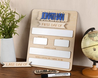 Cartello personalizzato per il primo giorno di scuola, cartello personalizzato per il primo e l'ultimo giorno di scuola, cartello per il ritorno a scuola, lavagna scolastica in legno regalo per studenti