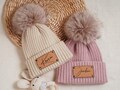 Personalize Baby Pom Beanie With Name,Leather Patch Beanie With Pom For Baby Personalized,Knitted Beanies For Baby,Custom Newborn Hat Gifts