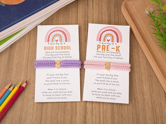 Perfect Gift for the First Day of Kindergarten,Back To School Bracelet Set,mommy and me Bracelet Set,Braided Bracelet set,Family Bracelet