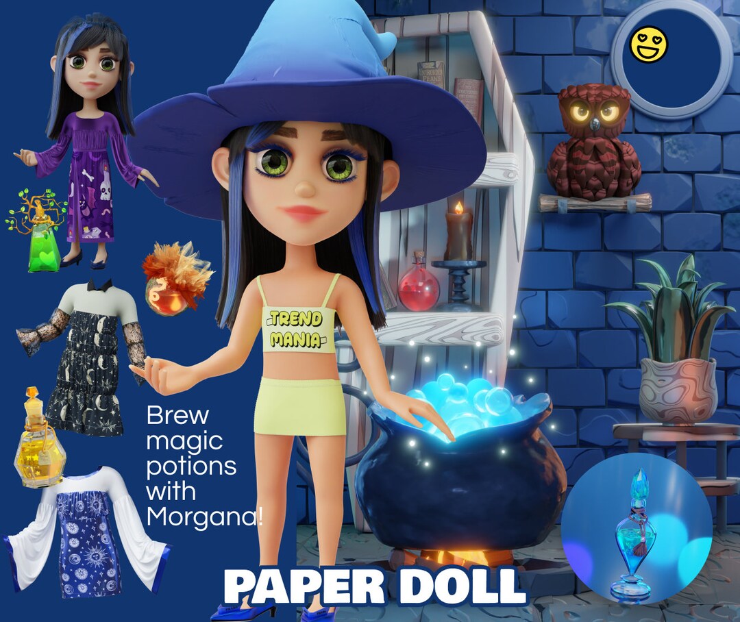 Paper Doll Witch Doll House Printable DIY Project for Kids - Etsy