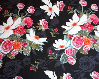 3 YARDS Cotton Quilting Fabric - Free Spirit Rosealea in Black, ROSEALEA Collection Nel Whatmore