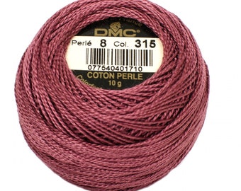 DMC Pearl / Perle Cotton Thread Balls Size 8 MEDIUM DARK ANTIQUe MaUVE 315