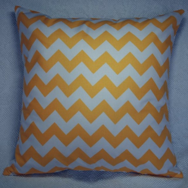 16" Inch Throw Pillow Cover, Modern Chevron, Yellow White Decorative Throw Pillow Cover, 16x16 Inch Accent Pillow Cover