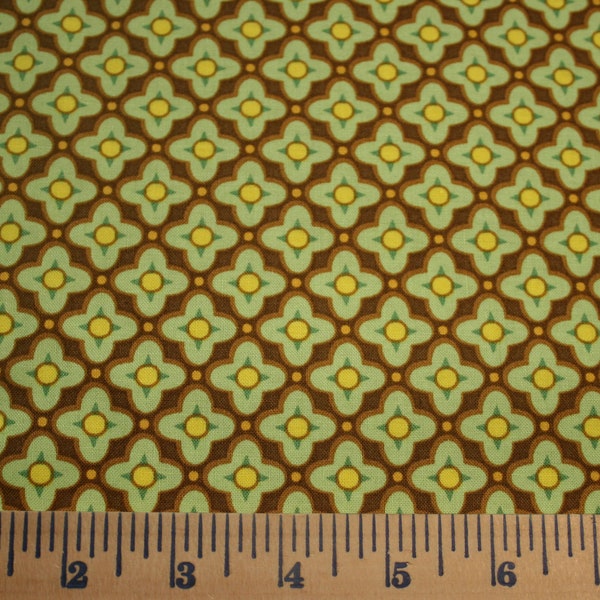 Free Spirit Fabric Tiled Primrose in Brown, BIJOUX Collection by Heather Bailey Quilting Cotton Fabric By the Yard
