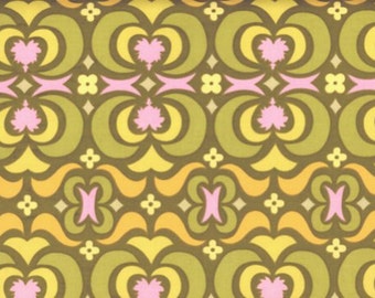 1 YARD Garden Maze in Olive ~ Midwest Modern ~ Amy Butler for Free Spirit Olive Green Pink AB23-olive