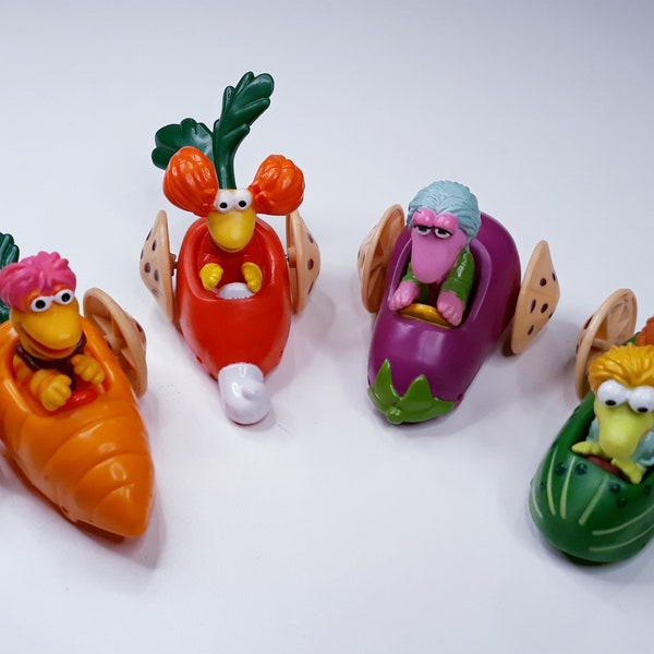 McDonald's FRAGGLE ROCK Mini Veggie Cars 80s Happy Meal Toy 1988 Premiums ~ Complete Set ~ Loose