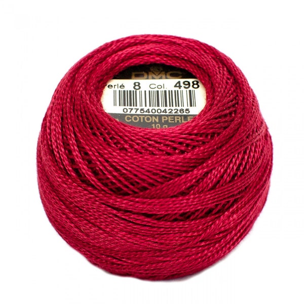 DMC Pearl / Perle Cotton Thread Balls Size 8 Dark Christmas Red 498