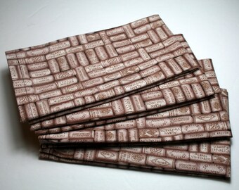 Cloth Napkins ~  Set of 4 ~ 16" Brown Wine Corks Great for Parties, Everyday Meals, Gifts by Sew Graceful